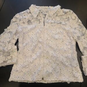 Joseph Ribkoff White Sequin Jacket. Euc, Sz Sm.